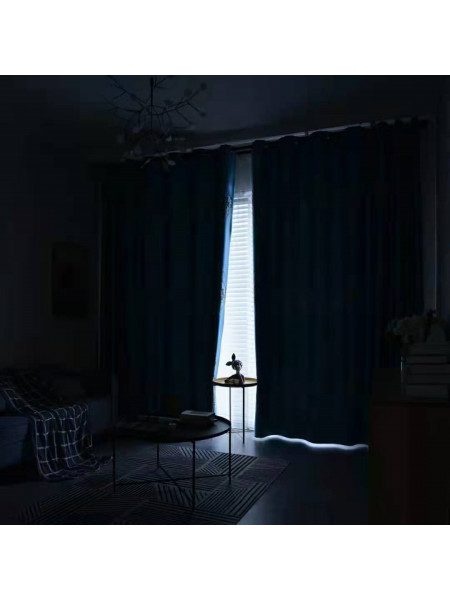 QYFL1121A Wrangell European Flowers Blue Jacquard Custom Made Curtains For Living Room