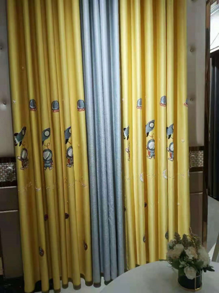 QYFL1221I Yukon Children Embroidered Animals Yellow Custom Made Curtains