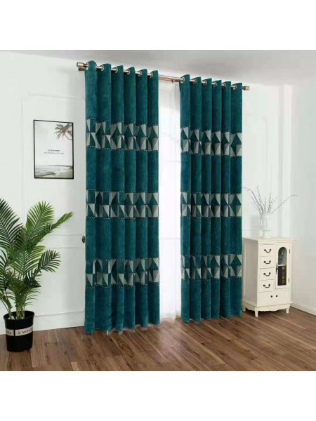 QYFL1321A Wrangell European Plaid Blue Grey Purple Jacquard Velvet Custom Made Curtains For Living Room