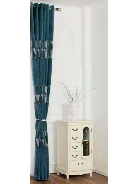 QYFL1321A Wrangell European Plaid Blue Grey Purple Jacquard Velvet Custom Made Curtains For Living Room(Color: Sky blue)