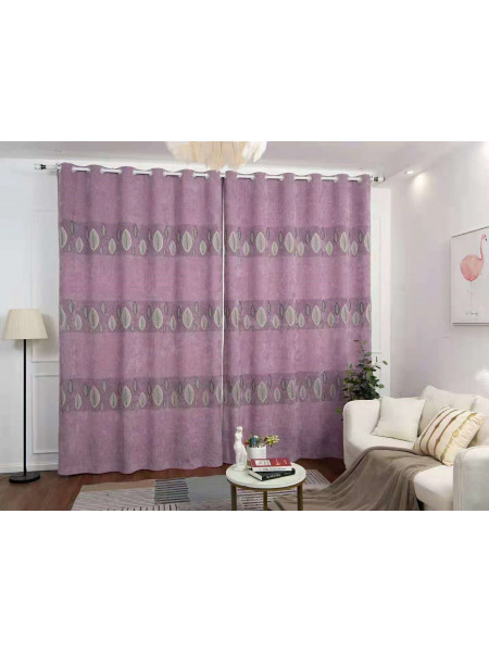 QYFL1321C Wrangell European Leaves Blue Grey Purple Jacquard Velvet Custom Made Curtains For Living Room(Color: Purple)