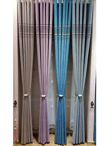 QYFL1421A Wrangell Stripe Jacquard Velvet Custom Made Curtains For Living Room 