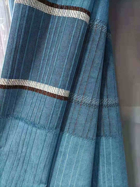 QYFL1421A Wrangell Stripe Jacquard Velvet Custom Made Curtains For Living Room