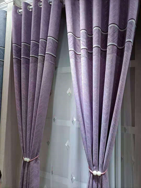 QYFL1421B Wrangell Twill Jacquard Velvet Custom Made Curtains For Living Room(Color: Purple)