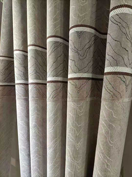 QYFL1421B Wrangell Twill Jacquard Velvet Custom Made Curtains For Living Room(Color: Brown)