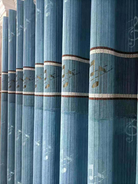 QYFL1421C Wrangell Jacquard Velvet Custom Made Curtains For Living Room(Color: Blue)