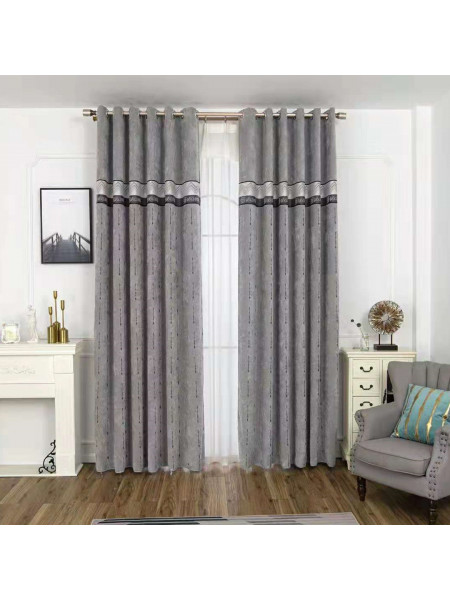 QYFL1421D Wrangell Jacquard Velvet Custom Made Curtains For Living Room(Color: Grey)