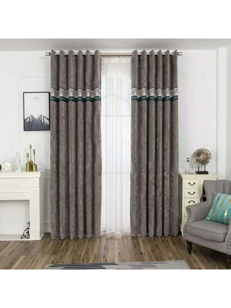 QYFL1421D Wrangell Jacquard Velvet Custom Made Curtains For Living Room(Color: Brown)