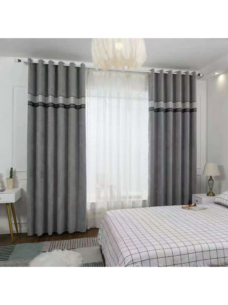 QYFL1421F Wrangell Jacquard Velvet Custom Made Curtains For Living Room(Color: Grey)