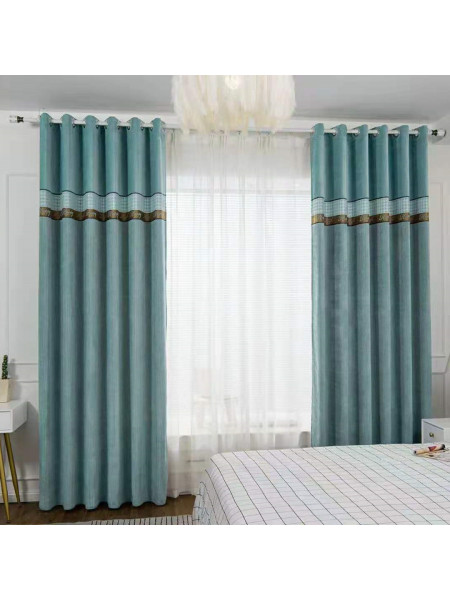 QYFL1421F Wrangell Jacquard Velvet Custom Made Curtains For Living Room(Color: Sky blue)