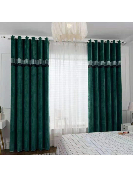 QYFL1421F Wrangell Jacquard Velvet Custom Made Curtains For Living Room(Color: Blue)