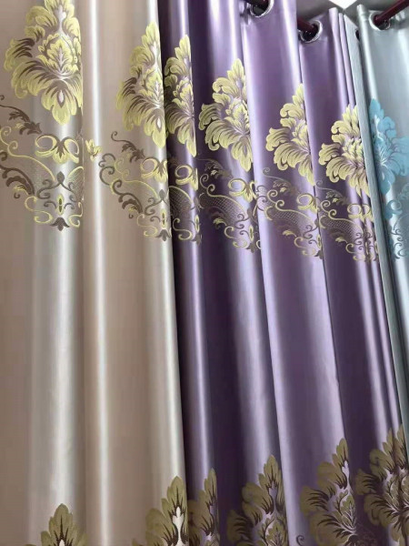QYFL1821C On Sales Rainier Brocade Faux Silk Flowers Grey Beige Blue Purple Custom Made Curtains