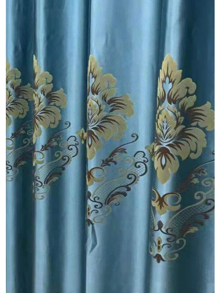 QYFL1821C On Sales Rainier Brocade Faux Silk Flowers Grey Beige Blue Purple Custom Made Curtains(Color: Blue)
