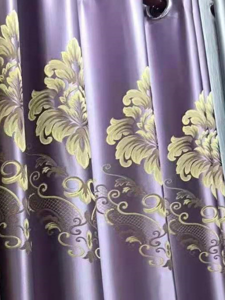 QYFL1821C On Sales Rainier Brocade Faux Silk Flowers Grey Beige Blue Purple Custom Made Curtains(Color: Purple)