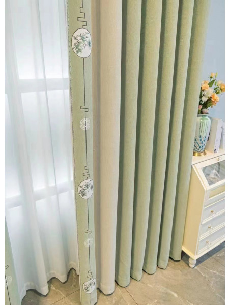QYFL2302AA 2023 New Arrival Petrel Blue Grey Green Chenille Ready Made Curtains For Living Room