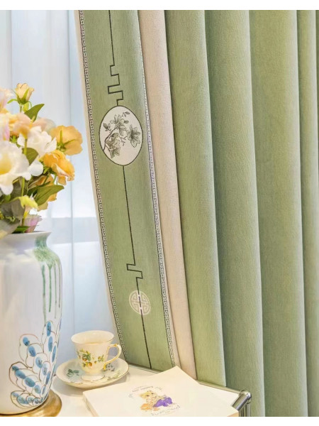 QYFL2302AA 2023 New Arrival Petrel Blue Grey Green Chenille Ready Made Curtains For Living Room