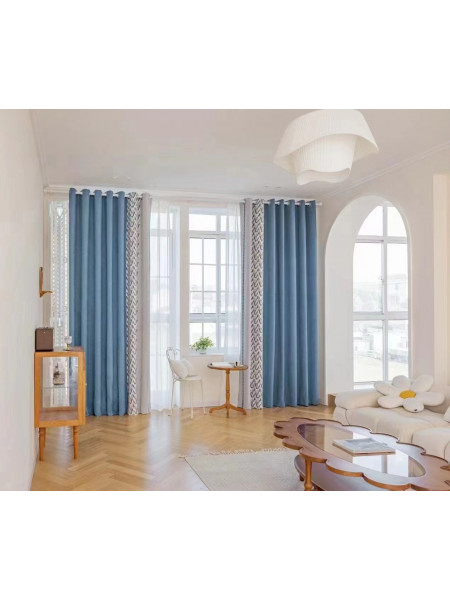 QYFL2302DA 2023 New Arrival Petrel Blue Grey Green Chenille Ready Made Curtains For Living Room