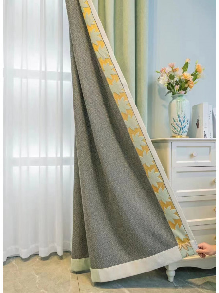 QYFL2302HA 2023 New Arrival Petrel Blue Grey Green Chenille Ready Made Curtains For Living Room