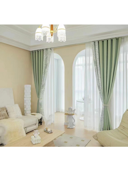 QYFL2302KA 2023 New Arrival Petrel Blue Pink Green Chenille Ready Made Curtains For Living Room