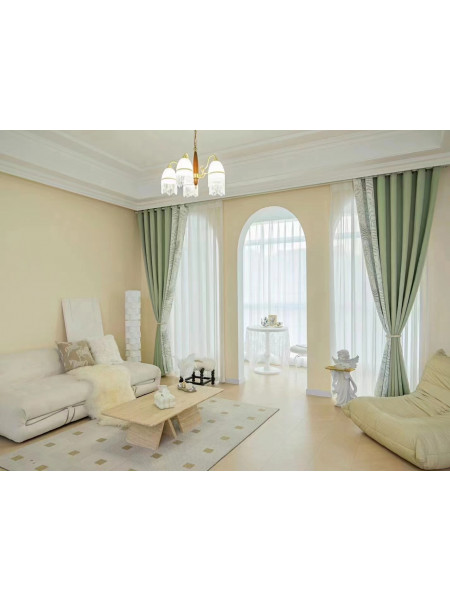 QYFL2302KA 2023 New Arrival Petrel Blue Pink Green Chenille Ready Made Curtains For Living Room