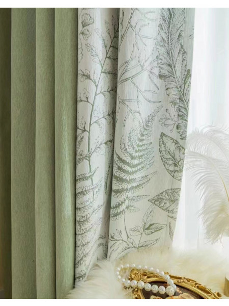 QYFL2302KA 2023 New Arrival Petrel Blue Pink Green Chenille Ready Made Curtains For Living Room