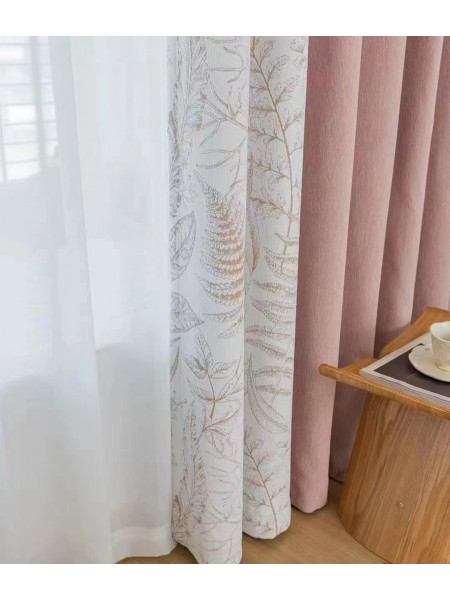 QYFL2302KA 2023 New Arrival Petrel Blue Pink Green Chenille Ready Made Curtains For Living Room