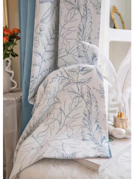 QYFL2302KA 2023 New Arrival Petrel Blue Pink Green Chenille Ready Made Curtains For Living Room