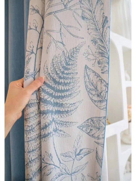 QYFL2302KA 2023 New Arrival Petrel Blue Pink Green Chenille Ready Made Curtains For Living Room