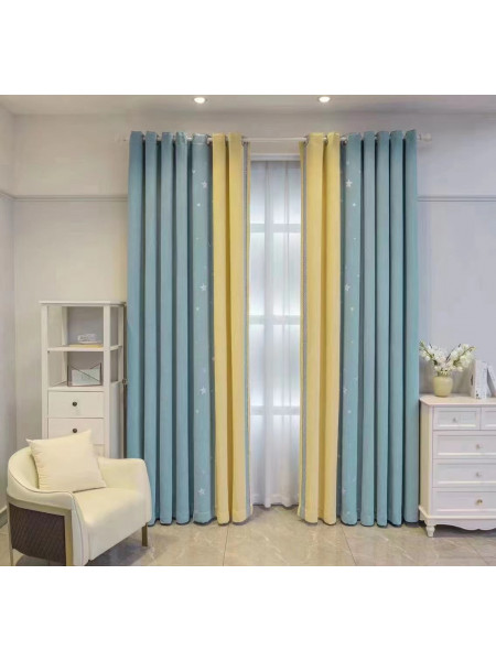 QYFL2302MA 2023 New Arrival Petrel Blue Pink Green Chenille Ready Made Curtains For Living Room