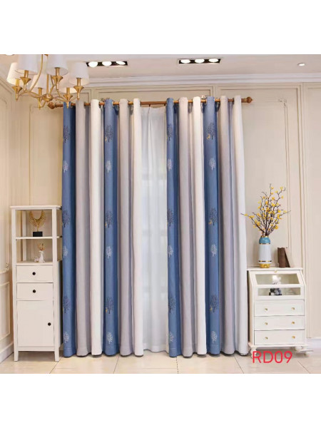 QYFLRDQ On Sales Petrel Blue Grey Stripe Trees Custom Made Curtains