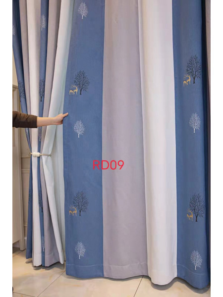 QYFLRDQ On Sales Petrel Blue Grey Stripe Trees Custom Made Curtains