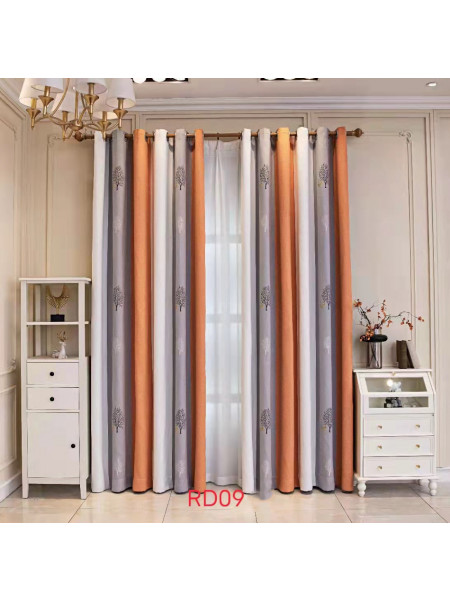 QYFLRDS On Sales Petrel Orange Grey Stripe Trees Custom Made Curtains