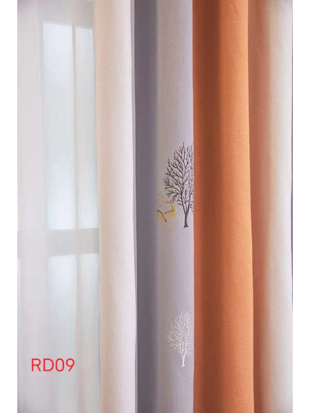 QYFLRDS On Sales Petrel Orange Grey Stripe Trees Custom Made Curtains