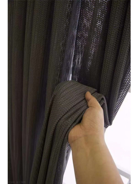 QYFLS2020B Bona Stripe Faux Linen Custom Made Sheer Curtains(Color: Brown)