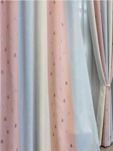 QYH2407DD Blackout Eyelet Chenille Curtains Ready Made