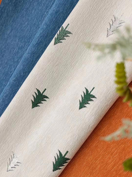 QYH2407D Made To Measure Eyelet Chenille Curtains Christmas Trees(Color: Orange)