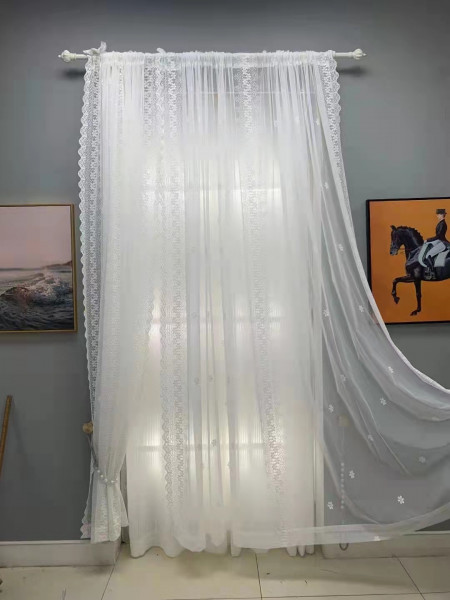 QYI221G Venus Embroidery Beautiful White Snowflake Custom Made Sheer(Color: White)