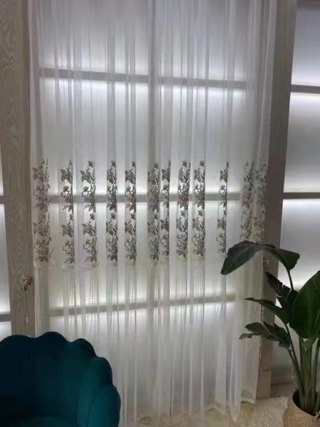 QYI221P Venus Embroidery Beautiful White Flowers Custom Made Sheer