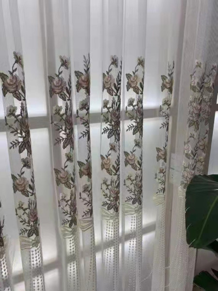 QYI221P Venus Embroidery Beautiful White Flowers Custom Made Sheer