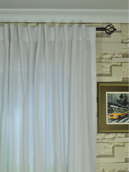 QYK246SAG Eos Linen Natural Solid Back Tab Sheer Curtains (Color: White)