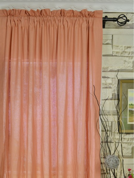 QYK246SE Eos Linen Red Pink Solid Custom Made Sheer Curtains (Color: Light Coral)