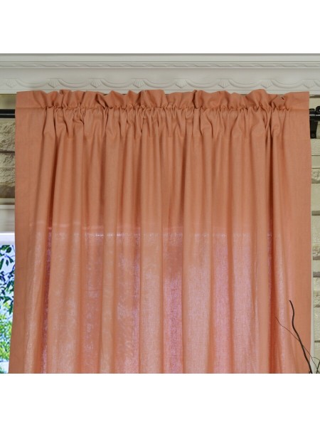 QYK246SEE Eos Linen Red Pink Solid Rod Pocket Sheer Curtains Fabric Details