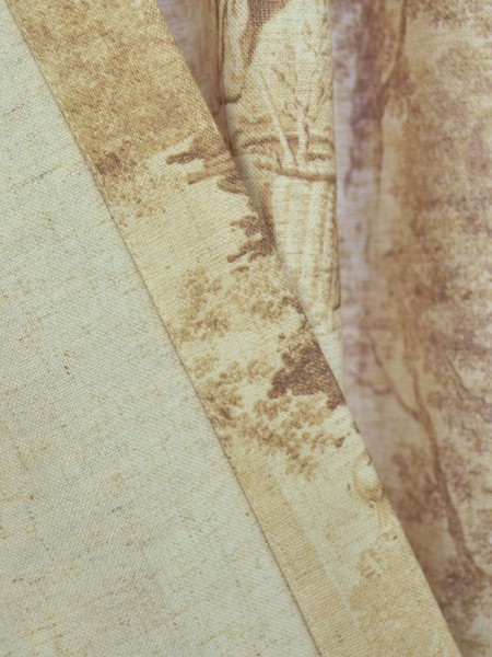 Eos Ancient Life Printed Faux Linen Back Tab Curtain Fabric Details