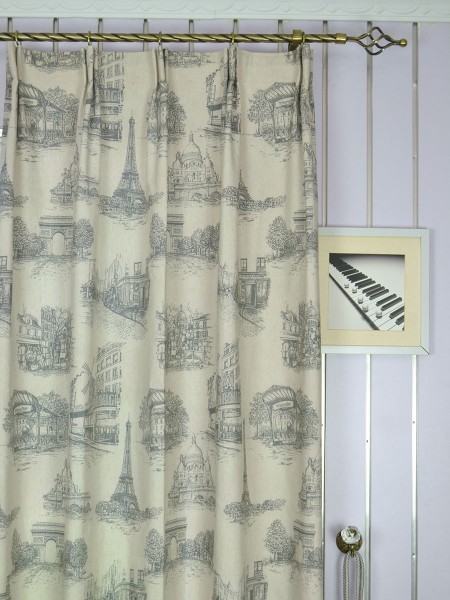 Eos Castle Printed Faux Linen Versatile Pleat Curtain Heading Style