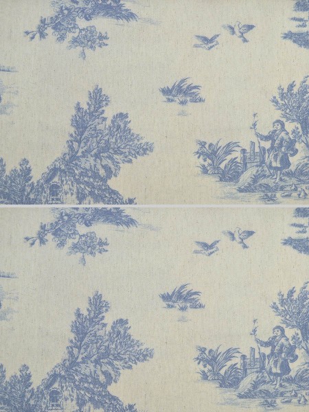 Eos Farm Girl Printed Faux Linen Fabric Sample (Color: Baby Blue Eyes)