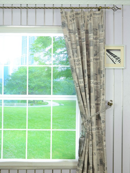 Eos Newspaper Printed Faux Linen Versatile Pleat Curtain