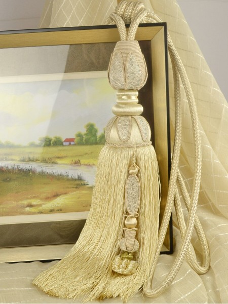 4 Colors QYM04 Faux Silk Curtain Tassel Tiebacks - Pair (Color: Beige)