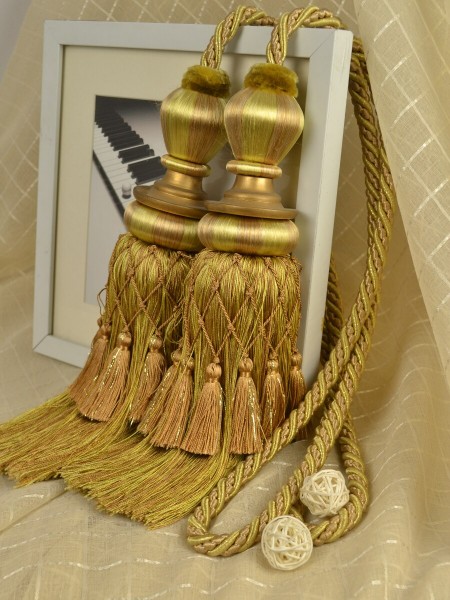 4 Colors QYM06 Faux Silk Curtain Tassel Tiebacks - Pair (Color: Dark Brown)