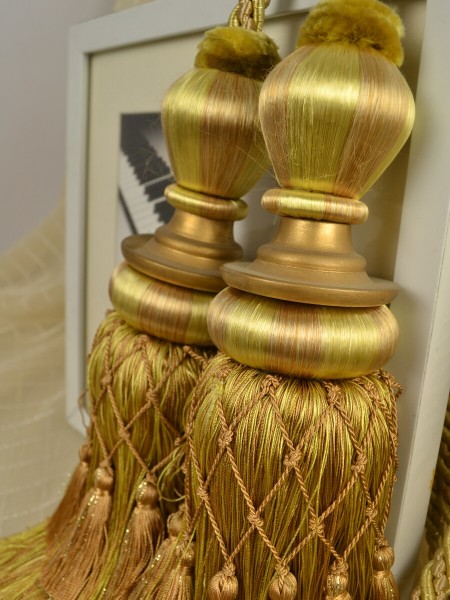4 Colors QYM06 Faux Silk Curtain Tassel Tiebacks - Pair