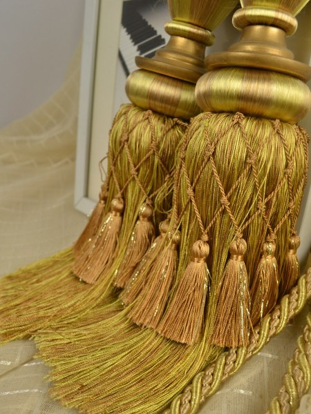 4 Colors QYM06 Faux Silk Curtain Tassel Tiebacks - Pair